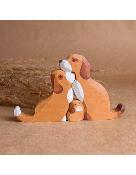 Puzzle de Madera Perros con Cachorros 6 Piezas Decoración Infantil