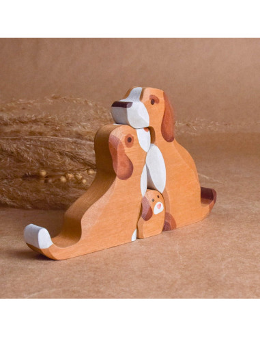 Puzzle de Madera Perros con Cachorros 6 Piezas Decoración Infantil