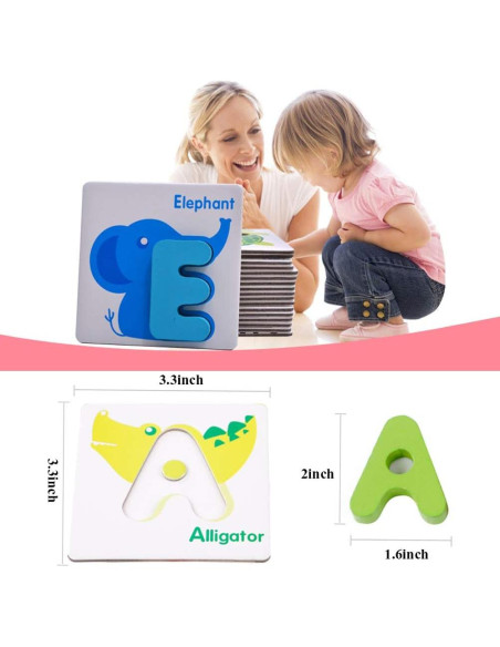 Juego de Tarjetas de Letras y Animales de Madera Vankcp Juego de Tarjetas de Letras y Animales de Madera Vankcp