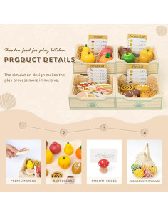 Juego de Comida de Madera Masonbaby para Niños - 35 Accesorios 2