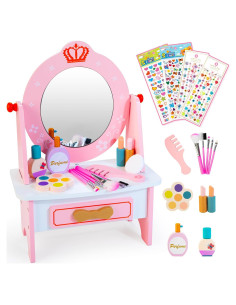 Juego de Tocador de Madera Kizfarm con Espejo y Accesorios