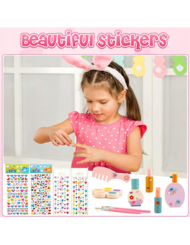 Juego de Tocador de Madera Kizfarm con Espejo y Accesorios