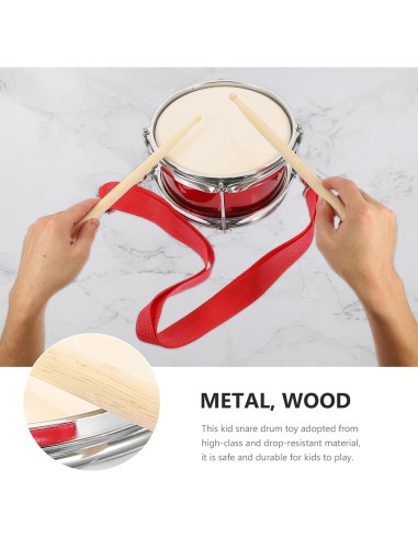 Tambor Infantil Vaguelly 24 cm con Mazo y Correa Rojo