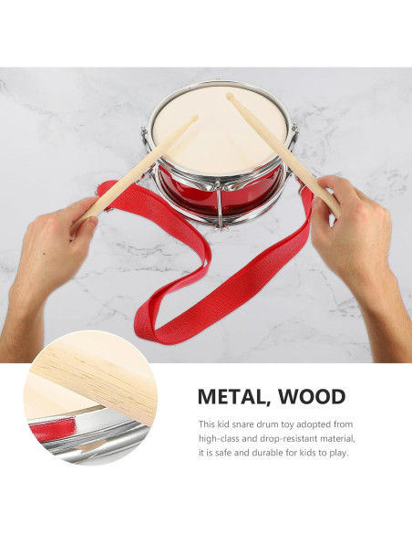 Tambor Infantil Vaguelly 24 cm con Mazo y Correa Rojo