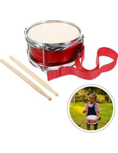 Tambor Infantil Vaguelly 24 cm con Mazo y Correa Rojo