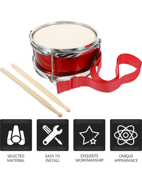 Tambor Infantil Vaguelly 24 cm con Mazo y Correa Rojo