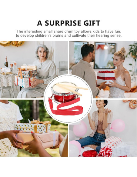 Tambor Infantil Vaguelly 24 cm con Mazo y Correa Rojo