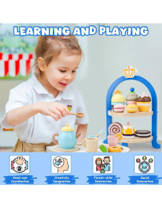 Juego de té de madera para niños 3 a 8 años - Set de fiesta 2