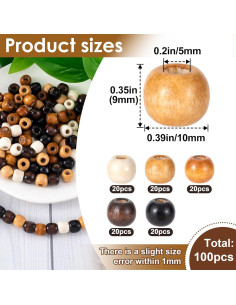 100 Perlas de Madera Vintage Pndeyo 9x10mm para Joyería DIY 2
