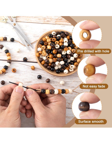 100 Perlas de Madera Vintage Pndeyo 9x10mm para Joyería DIY