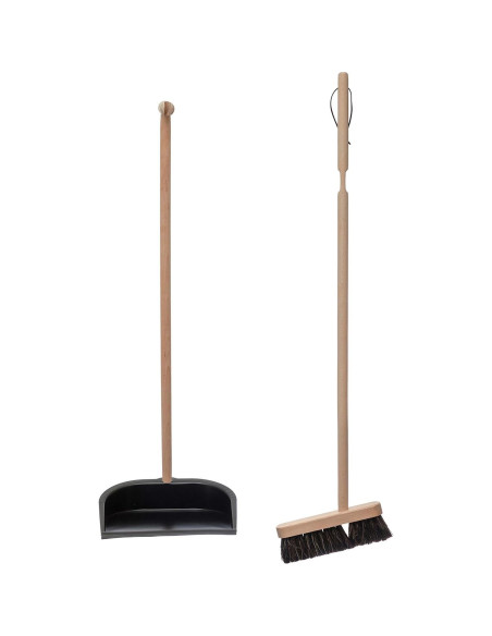 Escoba de Madera de Haya y Recipiente de Metal Creative Co-Op