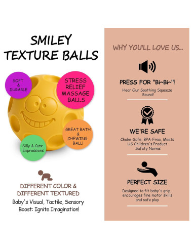 6 Pelotas Sensoriales Suaves para Bebés - Juguetes Montessori