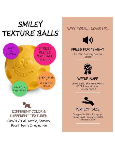 6 Pelotas Sensoriales Suaves para Bebés - Juguetes Montessori