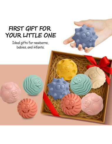 6 Pelotas Sensoriales Suaves para Bebés - Juguetes Montessori