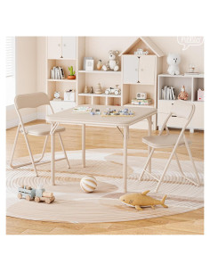 Conjunto de Mesa y Sillas Plegables GAOMON para Niños Beige