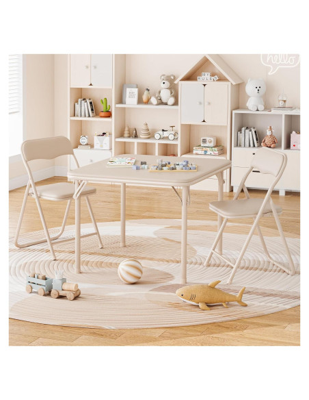 Conjunto de Mesa y Sillas Plegables GAOMON para Niños Beige