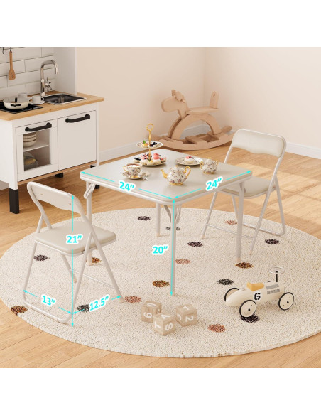 Conjunto de Mesa y Sillas Plegables GAOMON para Niños Beige
