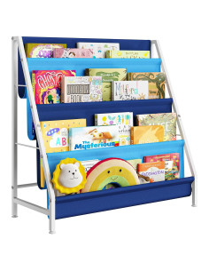 Estante Montessori Azul para Libros Infantiles 4 Niveles