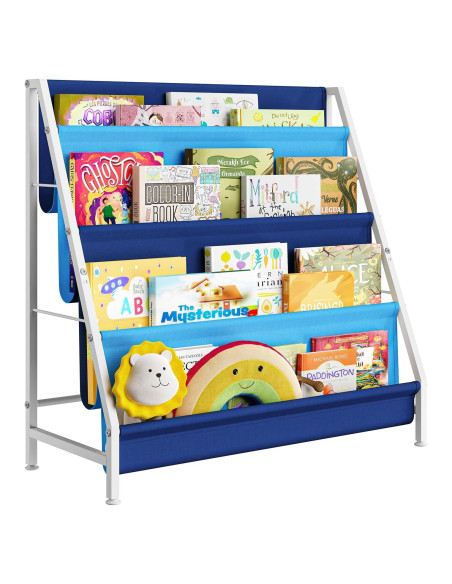 Estante Montessori Azul para Libros Infantiles 4 Niveles