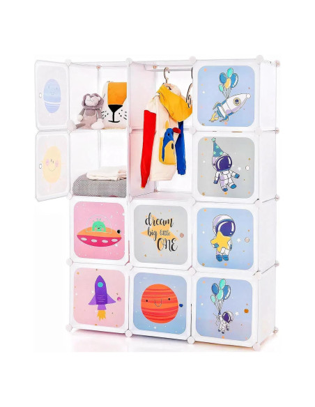 Armario Infantil INFANS Blanco 12 Cubos y 2 Rieles Colgantes