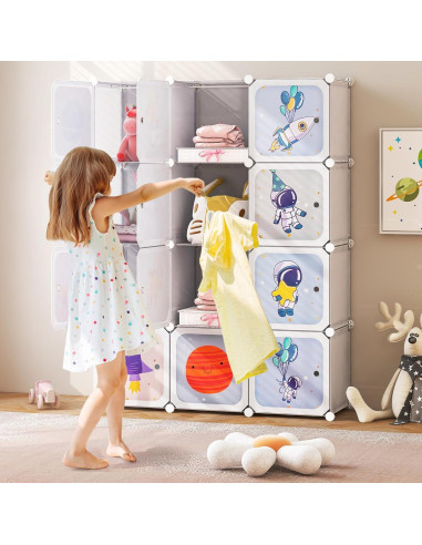 Armario Infantil INFANS Blanco 12 Cubos y 2 Rieles Colgantes