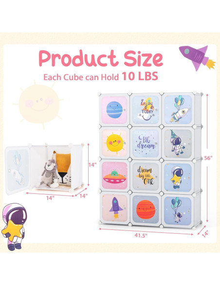 Armario Infantil INFANS Blanco 12 Cubos y 2 Rieles Colgantes