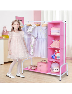 Rack de Ropa Infantil Univivi Rosa con Organizador Colgante 2