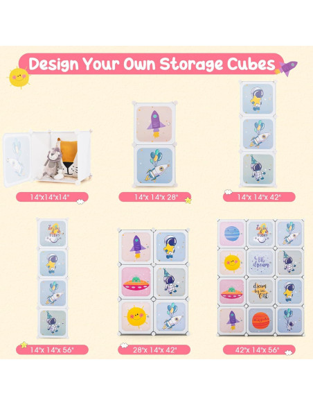 Armario Infantil INFANS Blanco 12 Cubos y 2 Rieles Colgantes