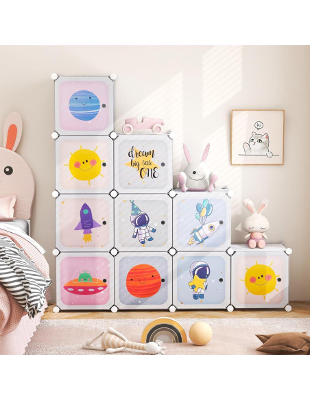 Armario Infantil INFANS Blanco 12 Cubos y 2 Rieles Colgantes