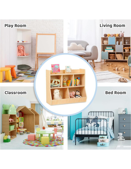 Estante de Juguetes Montessori OOOK, 5 Compartimentos, Madera