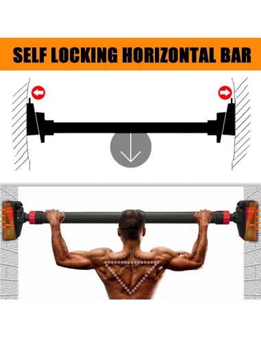 Barra de Dominadas Ajustable BouPower para Puerta 199.58 kg