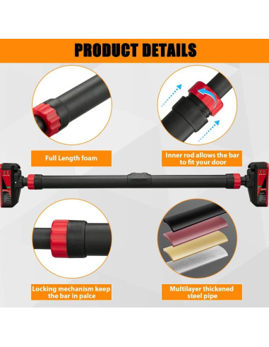 Barra de Dominadas Ajustable BouPower para Puerta 199.58 kg