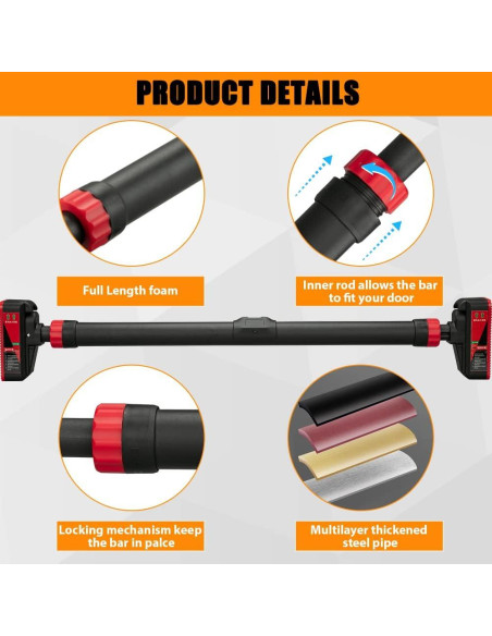 Barra de Dominadas Ajustable BouPower para Puerta 199.58 kg