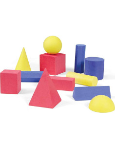 Bloques Sólidos Geométricos de Espuma hand2mind - Set de 12 2