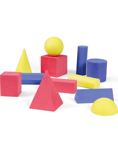 Bloques Sólidos Geométricos de Espuma hand2mind - Set de 12