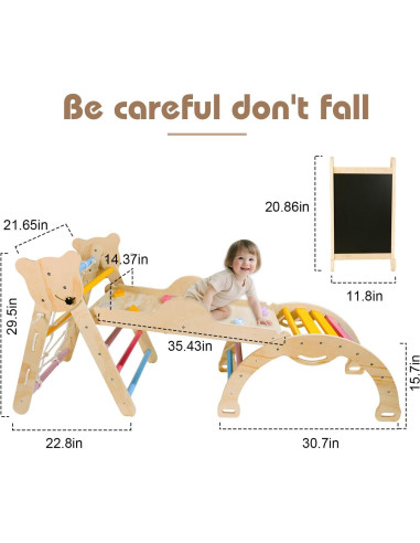 Juego de Triángulo de Escalada Montessori 7-en-1 Madera Pastel