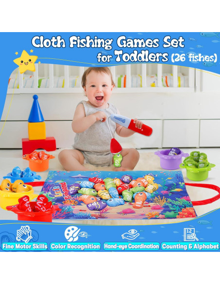 Juego de Pesca Montessori Esjay para Niños 3 Años en Adelante Juego de Pesca Montessori Esjay para Niños 3 Años en Adelante