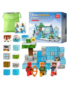 Juego de Bloques Magnéticos uMadeUs - Set de 100 Piezas Nieve