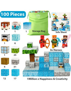 Juego de Bloques Magnéticos uMadeUs - Set de 100 Piezas Nieve 2