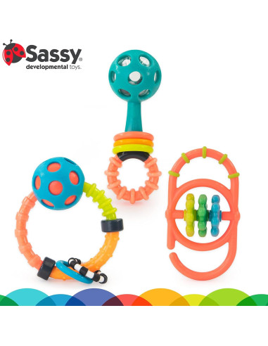 Juego de Sonajeros Sassy Baby 3 Piezas para Recién Nacidos