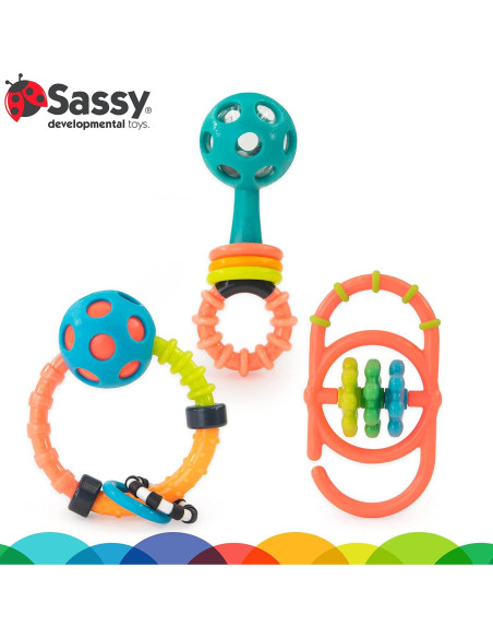 Juego de Sonajeros Sassy Baby 3 Piezas para Recién Nacidos
