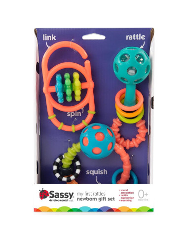 Juego de Sonajeros Sassy Baby 3 Piezas para Recién Nacidos