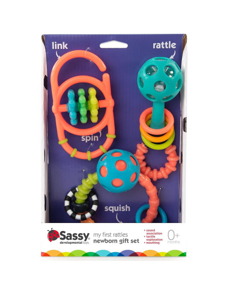 Juego de Sonajeros Sassy Baby 3 Piezas para Recién Nacidos