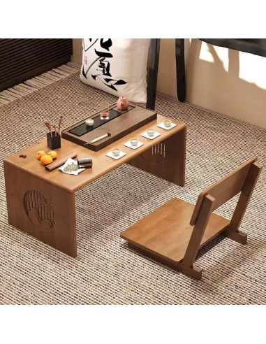 Mesa de café plegable Ekjkldo FD3 de bambú 80 cm