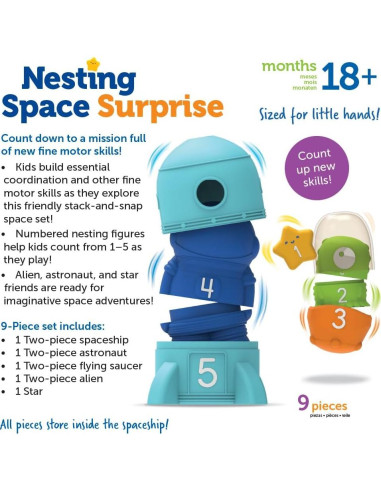 Sorpresa Espacial Anidada Learning Resources 9 Piezas 18 Meses+