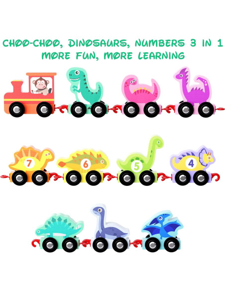 Juego de Tren de Dinosaurios de Madera ShenZhen MaxLink 0.49 kg