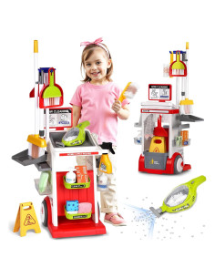 Juego de Carrito de Limpieza Pupu Pig para Niños - Rojo