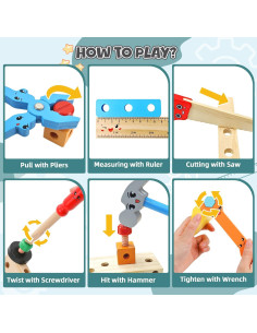 Juego de Herramientas de Madera Edutree 56PCS para Niños 3-6 Años 2