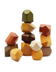 Bloques de Madera Natural TITAKING 12PCS Juego Educativo