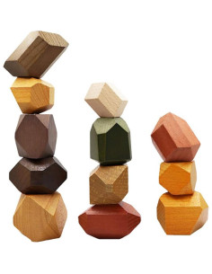 Bloques de Madera Natural TITAKING 12PCS Juego Educativo 2